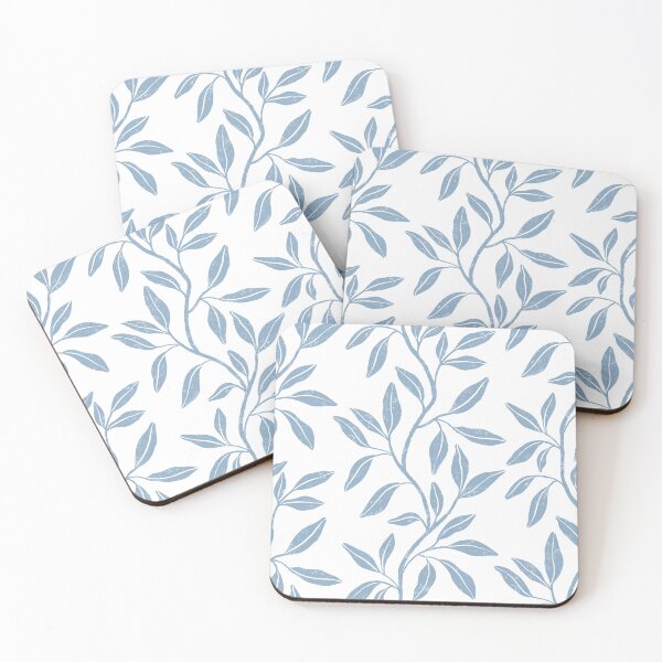 Item preview, Coastal blue trailing leafy vine on cream designed and sold by PrettywithColor.