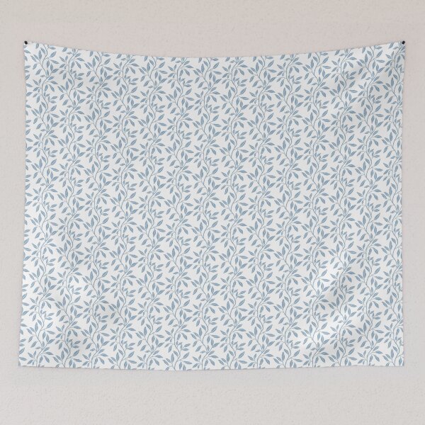 Item preview, Coastal blue trailing leafy vine on cream designed and sold by PrettywithColor.