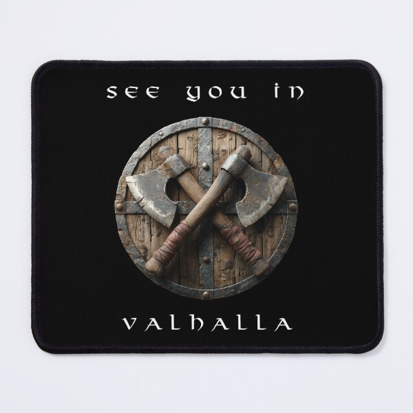 Item preview, See You In Valhalla Viking Shield Crossed Axes designed and sold by NerdLabDesign.