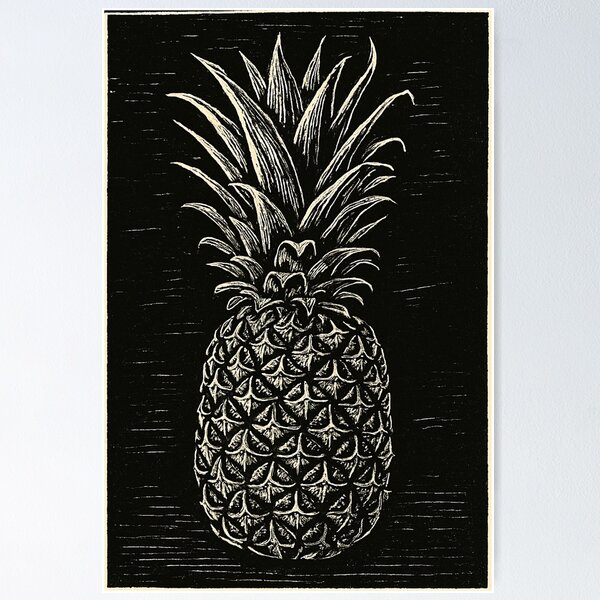 Item preview, Pineapple Linocut Print – Bold Black and White Tropical Art designed and sold by Pacika.