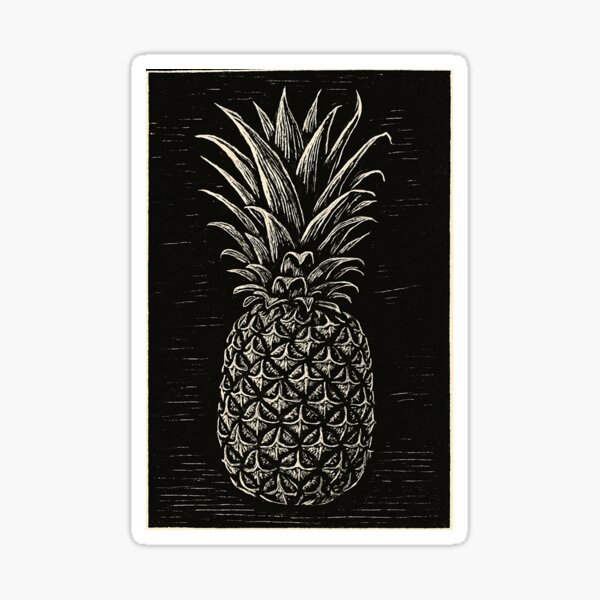 Item preview, Pineapple Linocut Print – Bold Black and White Tropical Art designed and sold by Pacika.