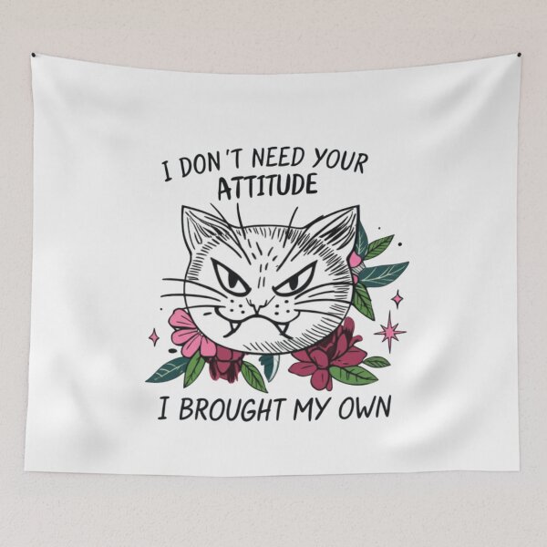 Item preview, Angry cat, Attitude, feline, moody, Funnyfits70, retro, vintage, meme, funny, humor designed and sold by FunnyFits70.