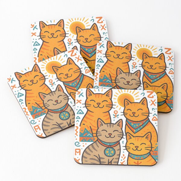 Item preview, Joyful Morning Cats in Amazigh Style designed and sold by salimarts5dz.