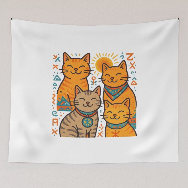Item preview, Joyful Morning Cats in Amazigh Style designed and sold by salimarts5dz.