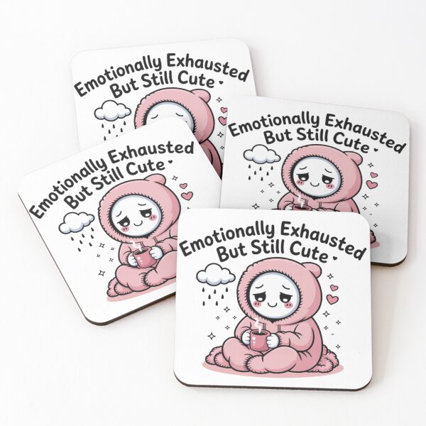 Item preview, Emotionally Exhausted But Still Cute Aesthetic Funny Mental Health Design designed and sold by Silly Shapes Co..