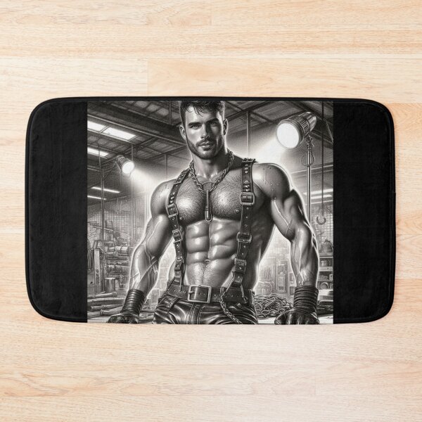 Item preview, Gay Body Shop Leather Daddy Muscle Power LGBTQ Gay Pride Graphic Design designed and sold by ItsAKinkThing.