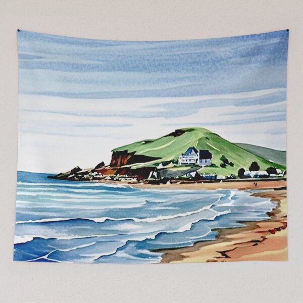 Item preview, A walk to Burgh Island（watercolour + AI） designed and sold by artsmeow.