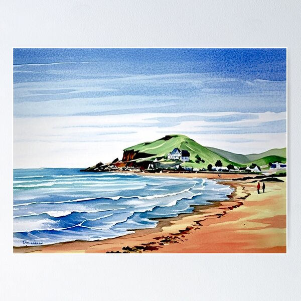Item preview, A walk to Burgh Island(watercolour + AI) designed and sold by artsmeow.