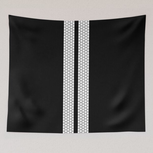 Item preview, Dual Racing Stripes, Honeycomb Pattern (White On Black) designed and sold by Racing Stripes Only.
