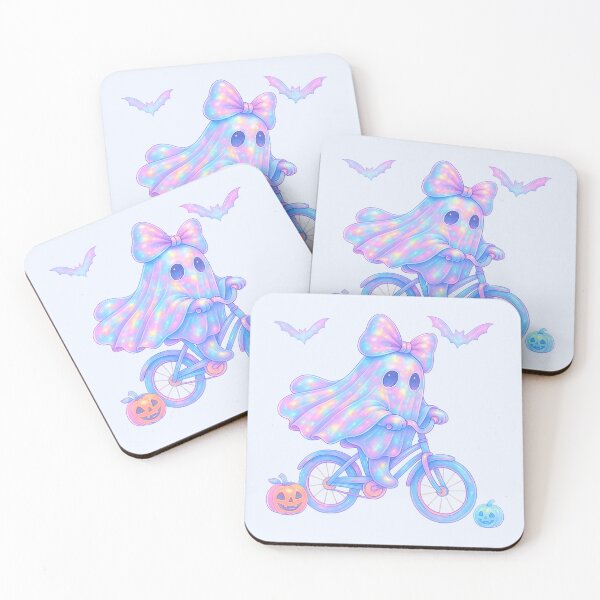 Item preview, Coquette glowing ghost on bicycle-pastel designed and sold by FatBirdie.