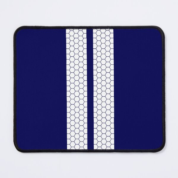 Artikelvorschau, Doppelte Rennstreifen, Wabenmuster (Weiß auf Blau) entworfen und verkauft von Racing Stripes Only.