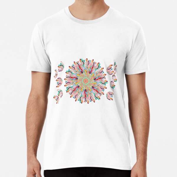 70 Organic Circle Seeds Off Like Dandal Lion at Green Bee Mee Premium T-Shirt