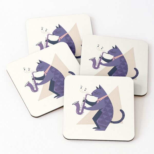 Item preview, Cool Jazz Cat – Retro Geometric Saxophone Vibes designed and sold by enly shop.