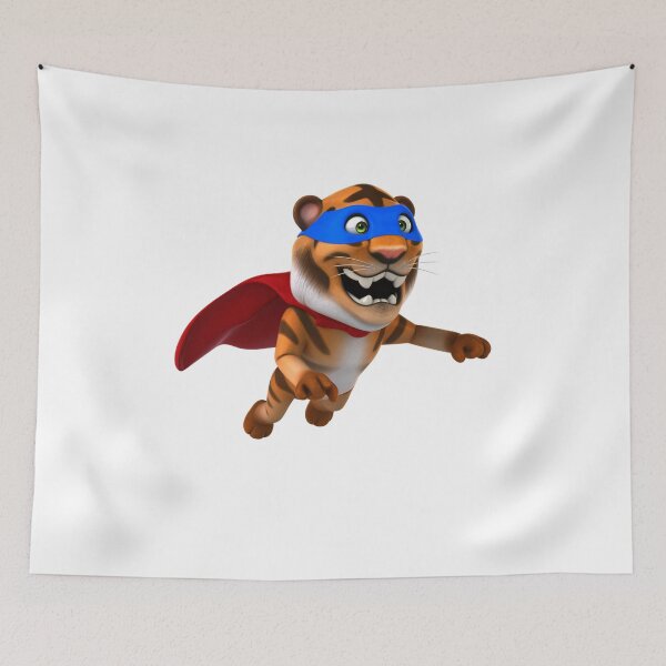 Item preview, 3D Tiger Wearing Superhero Cape – Cute Hero Animal Character designed and sold by PrintCreations9.