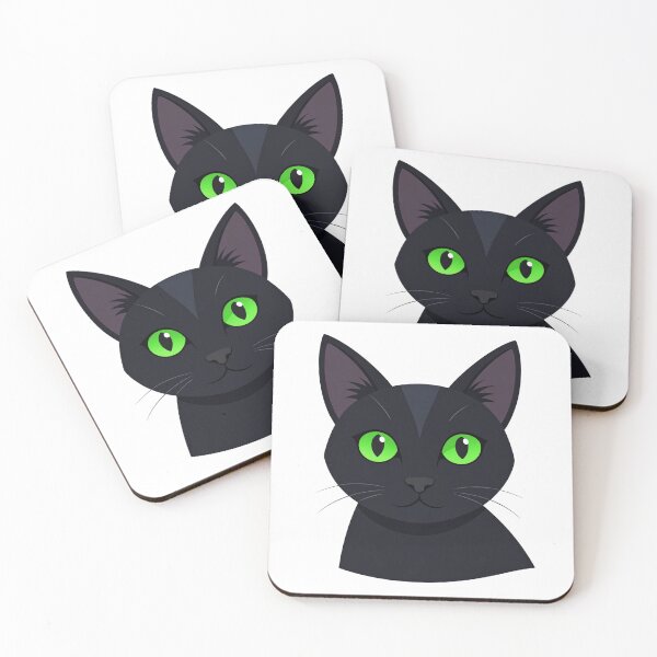 Item preview, Cartoon Black Cat with Glowing Green Eyes – Spooky Cute Halloween Design designed and sold by PrintCreations9.