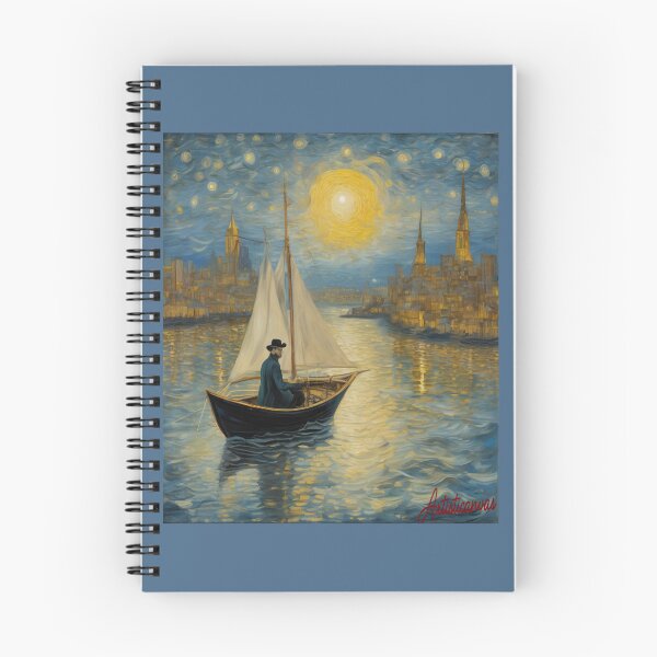 Item preview, "Moonlit Journey: Van Gogh-Inspired Night Sailing" designed and sold by Artisticanvas.