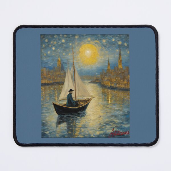 Item preview, "Moonlit Journey: Van Gogh-Inspired Night Sailing" designed and sold by Artisticanvas.