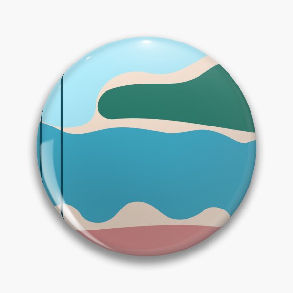 Item preview, Abstract landscape in shades of blue, green, brick pink designed and sold by strokes and splashes.