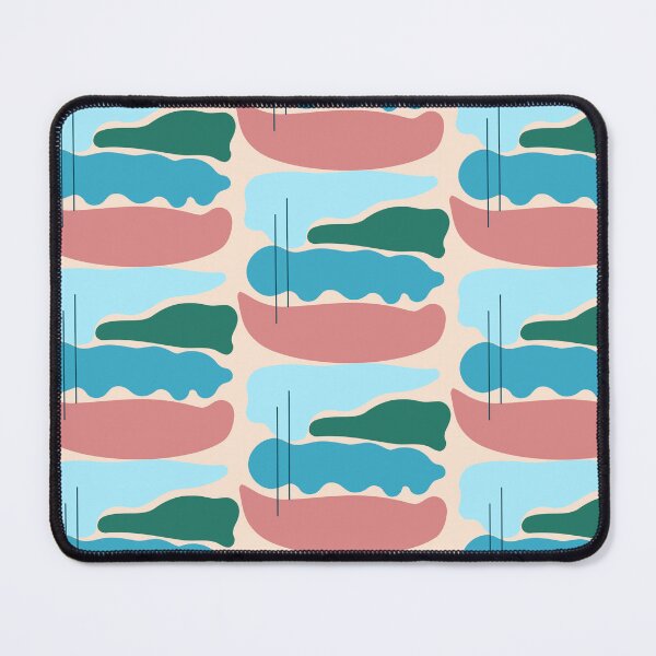 Item preview, Abstract landscape in shades of blue, green, brick pink designed and sold by strokes and splashes.