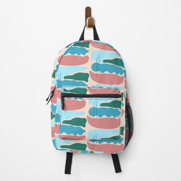 Item preview, Abstract landscape in shades of blue, green, brick pink designed and sold by strokes and splashes.