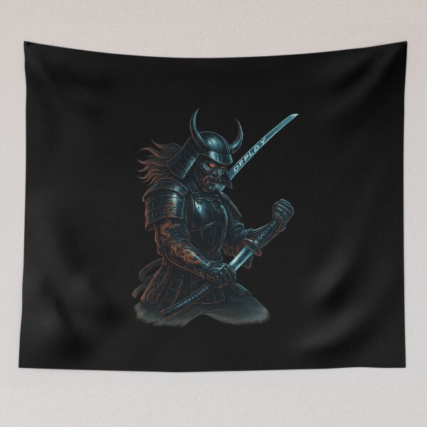 Item preview, DevOps Samurai Shirt – Deploy with Honor – Coding Warrior Yokai T-Shirt designed and sold by YamiHaus.