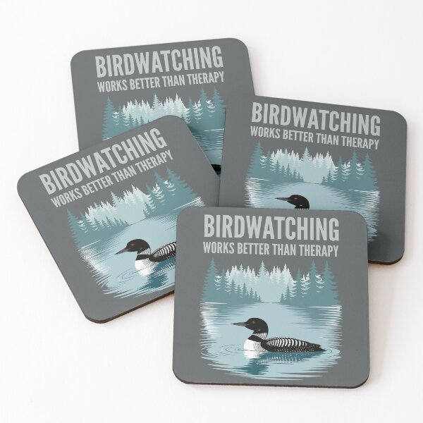 Item preview, Birdwatching Works Better Than Therapy – Peaceful Loon and Forest Lake  designed and sold by Brainy Bird's Place.
