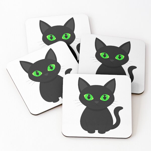 Item preview, Cartoon Black Cat with Glowing Green Eyes – Spooky Cute Halloween Design designed and sold by PrintCreations9.