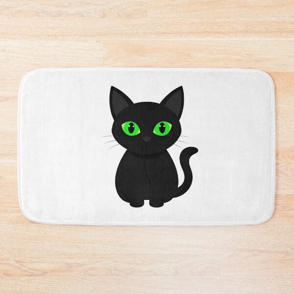 Item preview, Cartoon Black Cat with Glowing Green Eyes – Spooky Cute Halloween Design designed and sold by PrintCreations9.