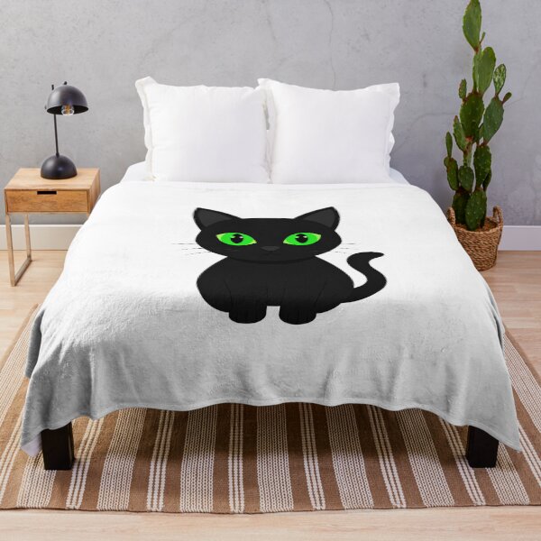 Item preview, Cartoon Black Cat with Glowing Green Eyes – Spooky Cute Halloween Design designed and sold by PrintCreations9.