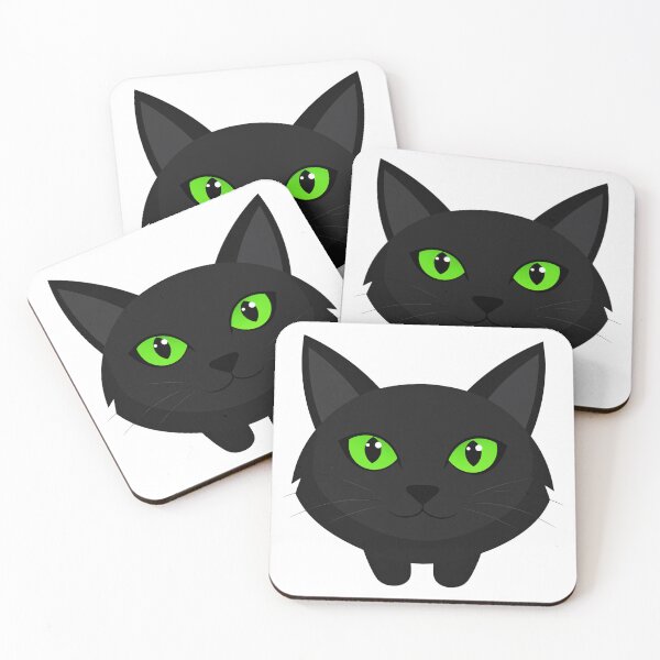 Item preview, Cartoon Black Cat with Glowing Green Eyes – Spooky Cute Halloween Design designed and sold by PrintCreations9.