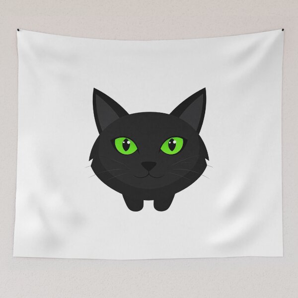 Item preview, Cartoon Black Cat with Glowing Green Eyes – Spooky Cute Halloween Design designed and sold by PrintCreations9.