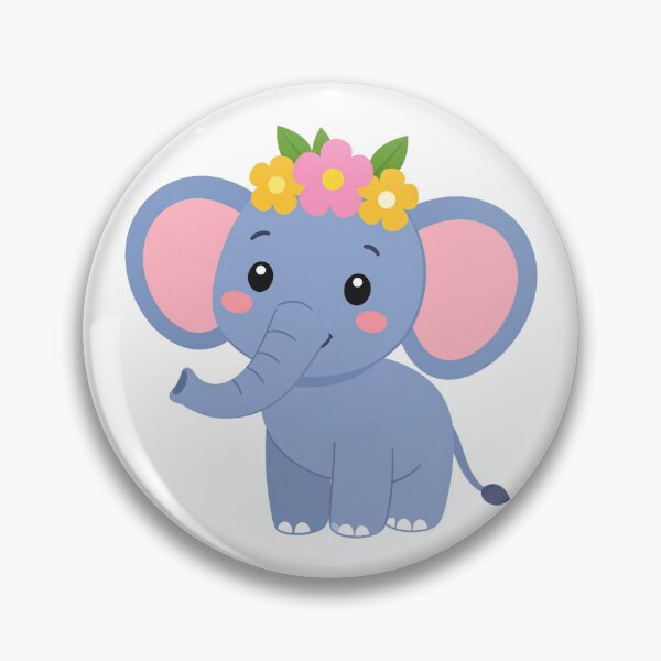 Item preview, Chibi Elephant with Tiny Trunk and Flower Crown – Cute Pastel Animal Art designed and sold by PrintCreations9.