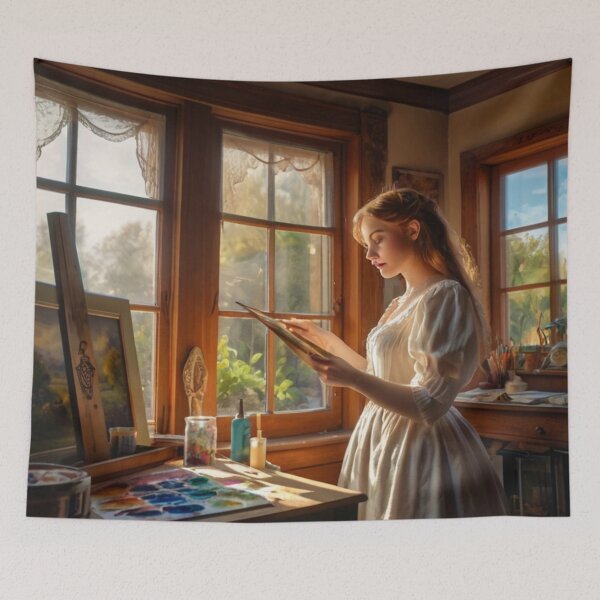 Aperçu de l'œuvre Victorian Woman’s Art Studio: A Quiet Morning of Painting créée et vendue par BlareBlare.