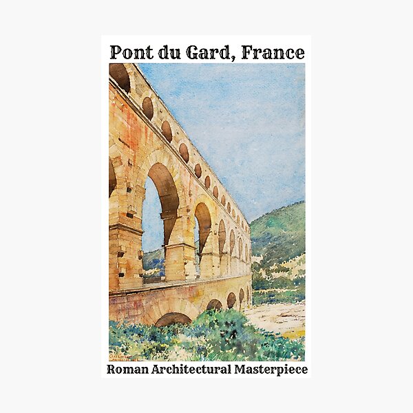 Item preview, Pont du Gard France 1926 Watercolor by Cass Gilbert – Historic Roman Aqueduct Architectural Print designed and sold by CulturalCurios.