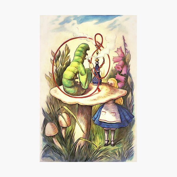 Aperçu de l'œuvre Alice et la chenille fumeuse de narguilé - Alice au pays des merveilles créée et vendue par maryedenoa.