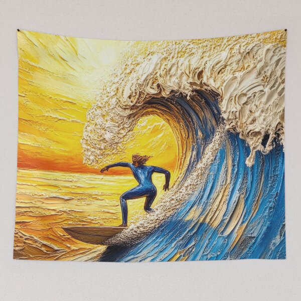 Item preview, “Wave Warrior” – Surfer Riding Giant Curling Wave designed and sold by ReachForArt.