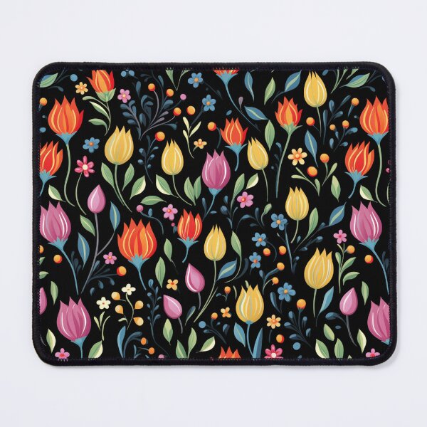 Item preview, Vibrant Colorful Flowers on Black Background designed and sold by HasHs.