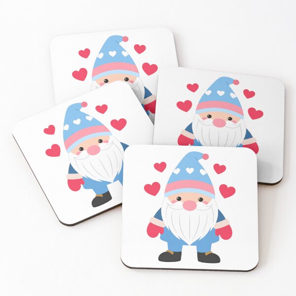 Item preview, Chibi Gnome with Mitten Hat and Hearts – Cute Winter Gnome Illustration designed and sold by PrintCreations9.