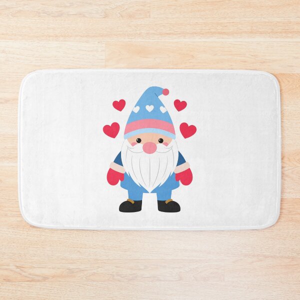Item preview, Chibi Gnome with Mitten Hat and Hearts – Cute Winter Gnome Illustration designed and sold by PrintCreations9.