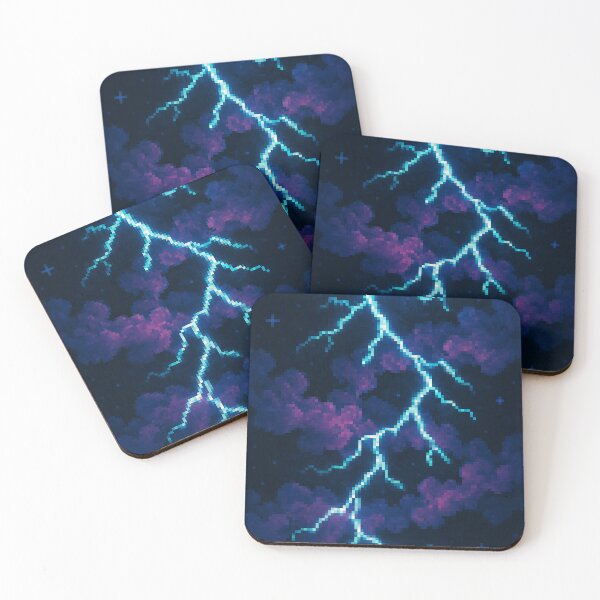 Item preview, Cosmic Storm Pixel Art – Electric Lightning in a Space Nebula designed and sold by retro_pixel.