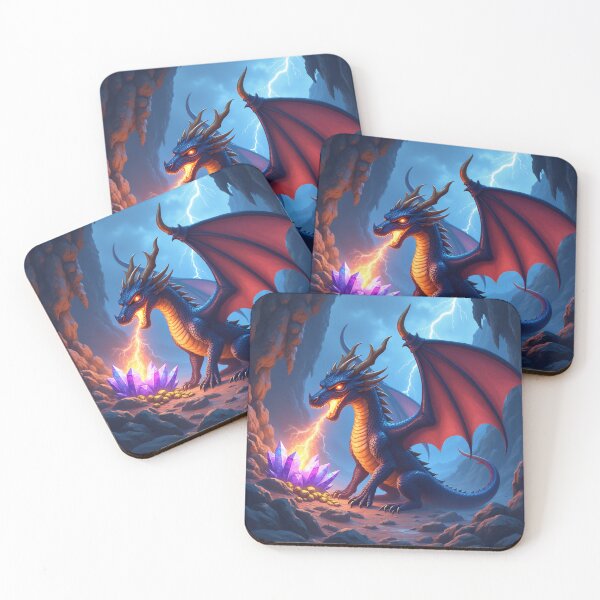 Item preview, Crystal Cave Guardian – Fire-Breathing Dragon Fantasy Art designed and sold by Valora and Fern.