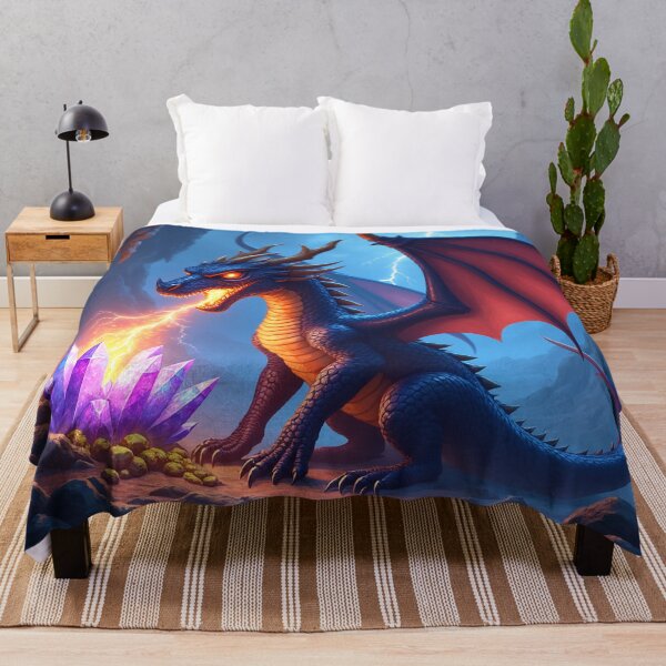 Item preview, Crystal Cave Guardian – Fire-Breathing Dragon Fantasy Art designed and sold by Valora and Fern.
