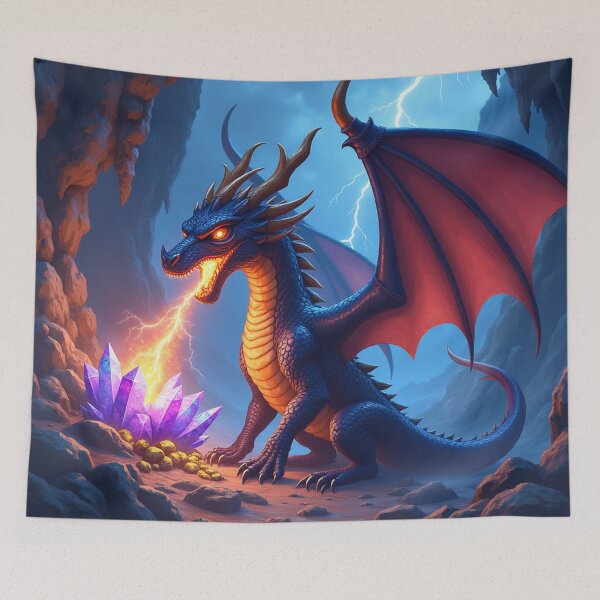 Item preview, Crystal Cave Guardian – Fire-Breathing Dragon Fantasy Art designed and sold by Valora and Fern.