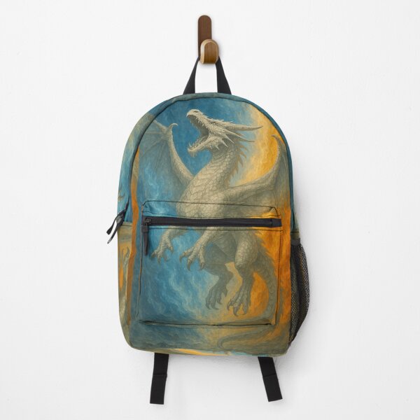 Item preview, Stunning Angry White Dragon in the Flames! designed and sold by LoveVintageToo.