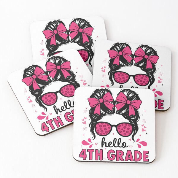 Item preview, Hello 4th Grade Messy Bun Coquette First Day Of School Girls designed and sold by Blok45.