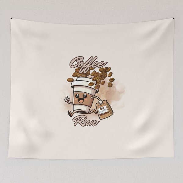 Item preview, Mascot coffee character runiing designed and sold by BritishDelights.