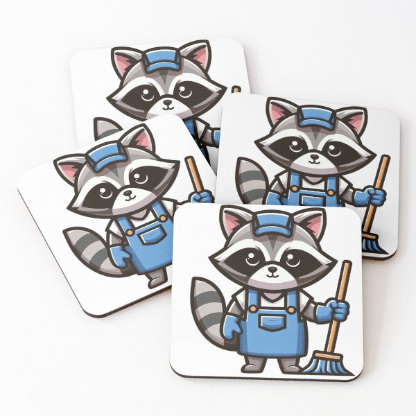 Item preview, Cartoon Raccoon Janitor with Mop – Funny Cleanup Animal Design designed and sold by Confuzz1ed.