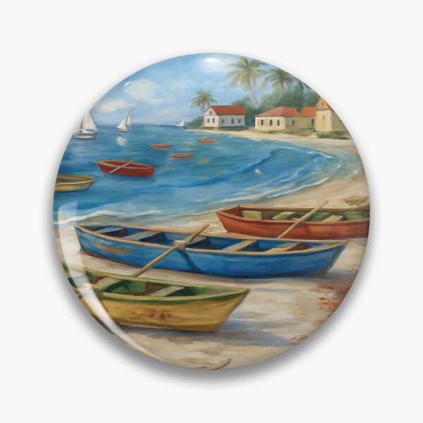 Item preview, Bateaux de Pêche Colorés sur une Plage de Sable au Coucher  Solei l designed and sold by Drawingshirts.
