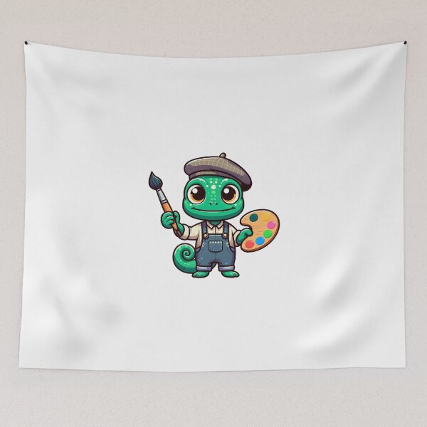 Item preview, Cartoon Chameleon Painter with Palette – Colorful Art Animal designed and sold by Confuzz1ed.
