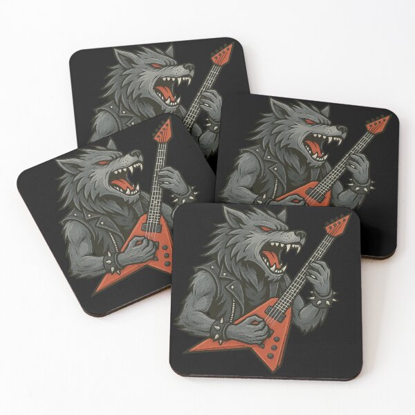 Item preview, Heavy Metal Wolf Playing Electric Guitar – Rock Beast Illustration designed and sold by MertsArt.